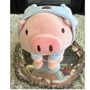 Miniso 10" Pink Piglet Pig wearing blue Koala Hoodie Plush Stuffed Animal
